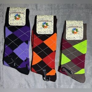 Us Bingo Shop Socks Size10-13 - Purple, Orange, Green New